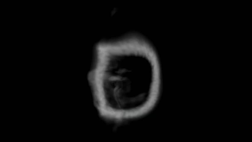 Dynamic smoke effect forming the alphabet letter D on a black screen. Stylish animation with swirling vapor and fluid motion, perfect for creative design projects