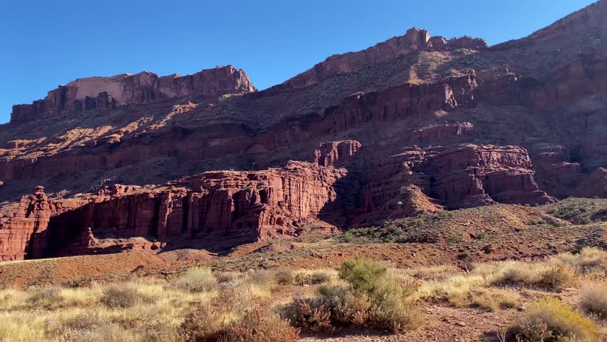 Driving through the amazing and rugged landscape near Moab Utah