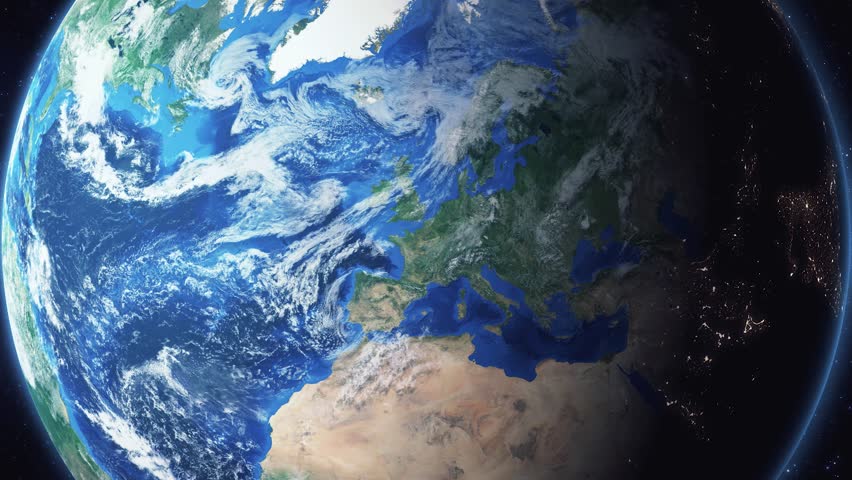 Earth zoom in from space and focus on Biloxi, Mississippi, USA. 3D Animation. Video footage. Background for travel intro.