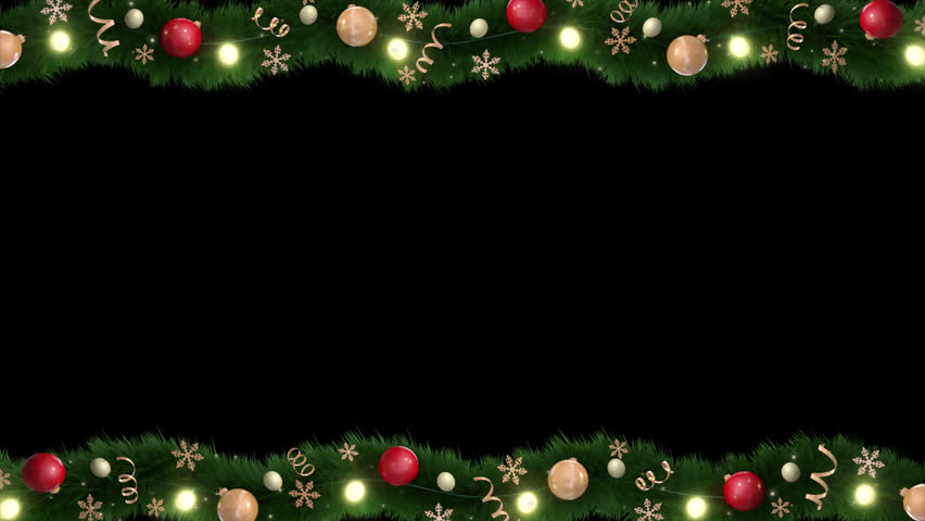 Christmas frame with a fir branches, decorations and gold lights