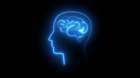 Neon brain icon animation. Abstract circuit brain animation. Glowing Complicated Brain. Brain work icon 4k looped animation Animation of social media icons over spinning human  - Powered by Shutterstock - Get 15% off with code: PIKWIZARD15