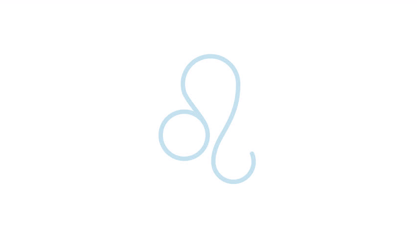 Esoteric leo zodiac symbol 2D object animation. astrological element minimalist design cartoon 4K video, alpha channel. Horoscope animal graphic symbol animated flat item on white background