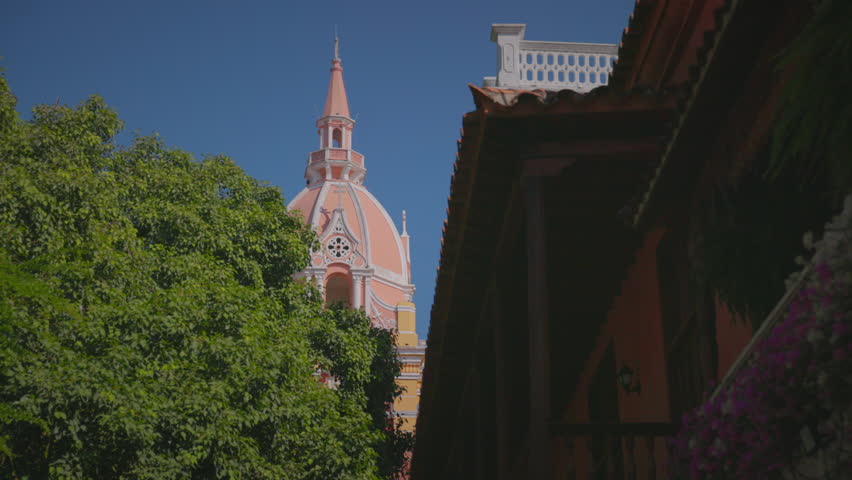 Dolly back to reveal The Cathedral of Cartagena_Colombia