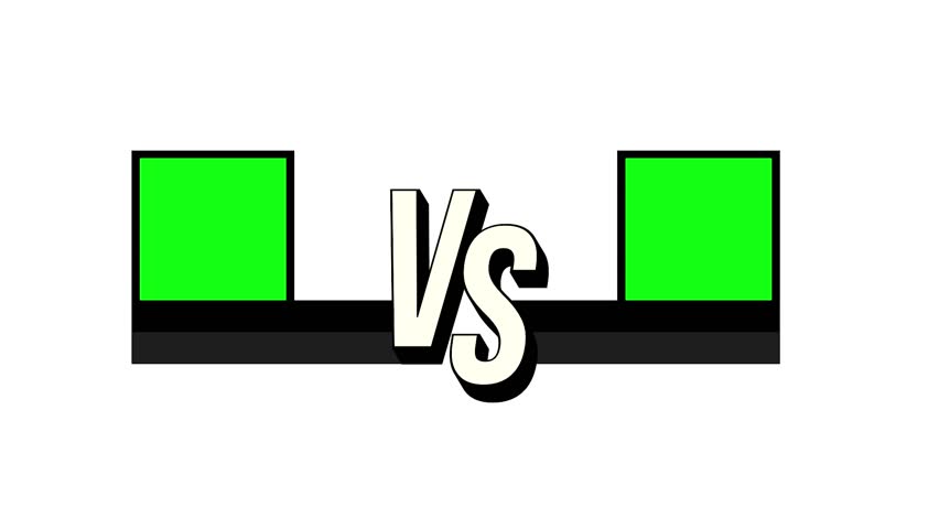 VS animation Versus screen. The 3d transparent VS or versus animation concept of battle, competition, duel, or comparison white screen and Green screen background