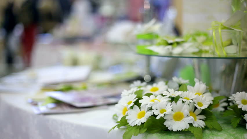 Decorative Flower Table with a Stock Footage Video (100% Royalty-free
