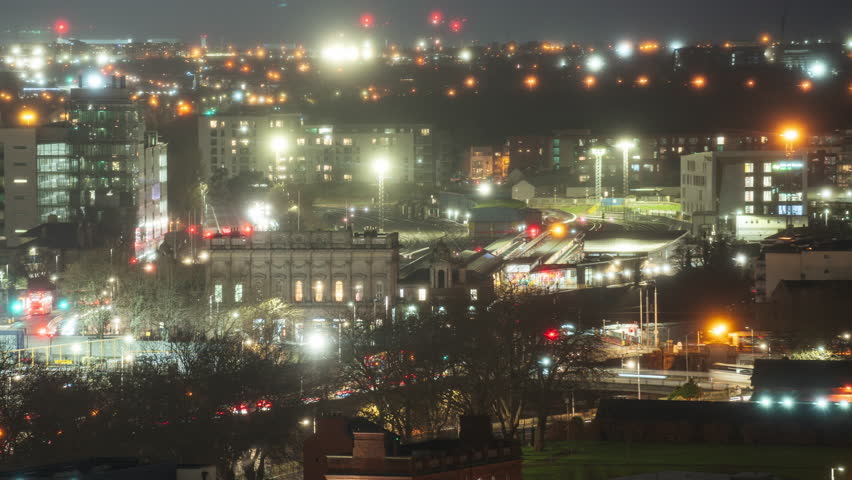 Dublin Train Station, night time, heavy city trafick