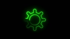 Neon gear icon cogwheel spinning, rotating, on transparent background with alpha channel icon animated video - Powered by Shutterstock - Get 15% off with code: PIKWIZARD15