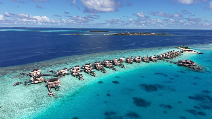 Aerial views of Velavaru Island in Maldives