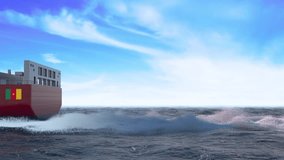 Massive Cargo Freight Container Ship Navigating Waters with Flag and Country Name - Powered by Shutterstock - Get 15% off with code: PIKWIZARD15