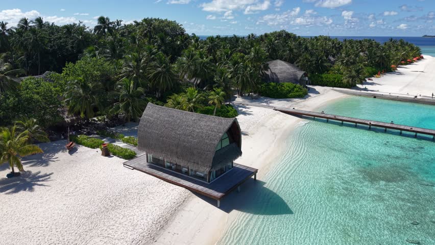 Aerial views of Velavaru Island in Maldives