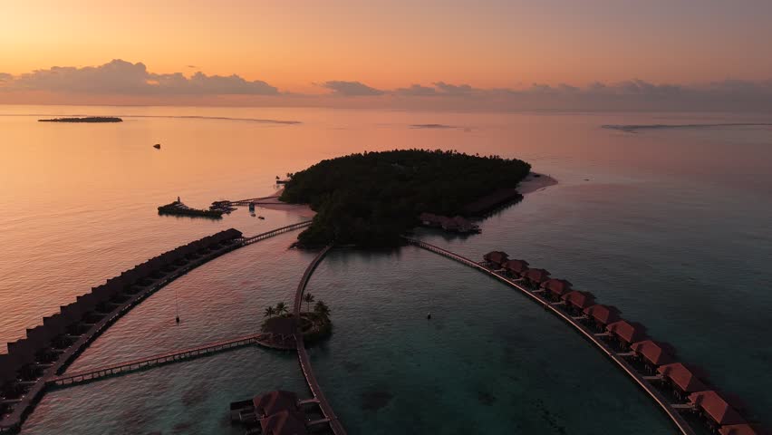 Aerial views of Gaafu Dhaalu Atoll Maguhdhuvaa Island, Maldives
