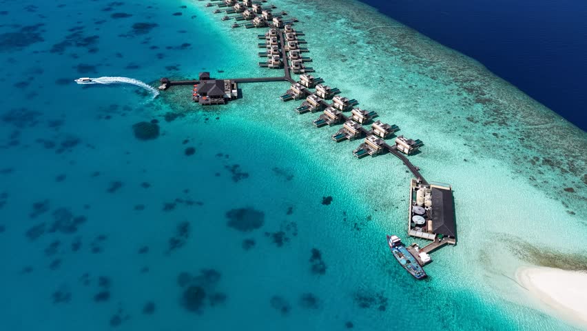 Aerial views of Velavaru Island in Maldives