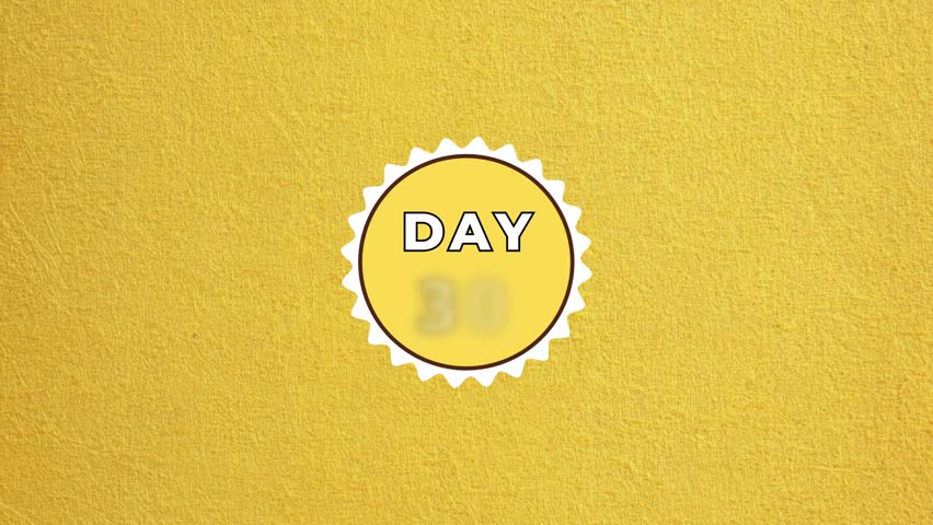 Festival Day 30  Prominently Displayed Over Curvy Decorated Spinning Round Circle On  Solid Soft Yellow Painted Wall Background In Loop