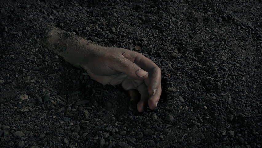 Police Photograph Hand Buried In The Ground