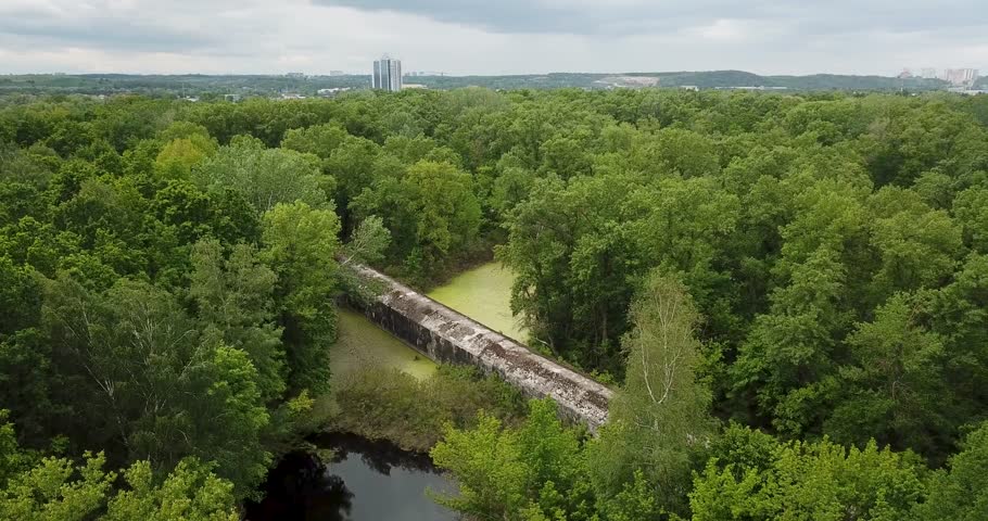 A drone view on the southern part of so called «Stalin metro» soviet unfinished and abandoned underground tunnels, which should have been a part of Kyiv defence line during World War 2