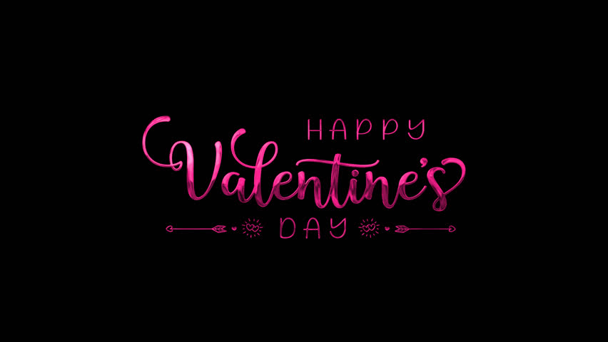 Pink Happy Valentine's Day animated text with hearts, and arrows suitable for Valentine's marketing materials, social media posts, and greeting cards. footage animation