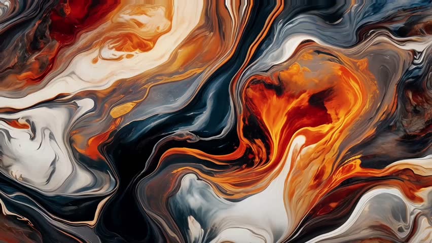Colorful marble liquid flow has unique and beautiful golden sand line pattern. Abstract liquid background, liquid paint, water ripple wave, natural colored liquid. 4K