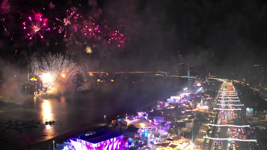 Drone Video of Fireworks in UAE for National Day