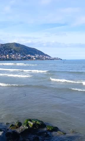 view of Black Sea coast and seascape,  windy weather 
