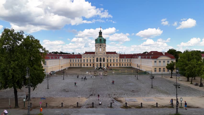 Drone shot of Charlottenburg Palace in Berlin, Germany