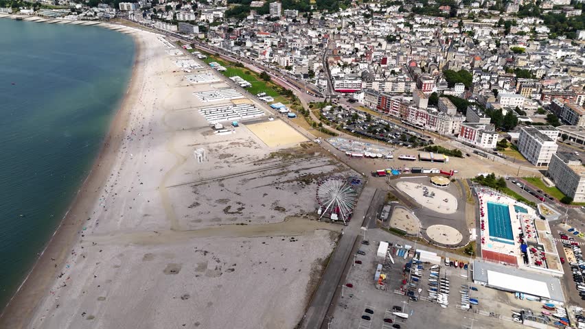 Drone view of Le Havre Beach (Plage du Havre) in Normandy, France
