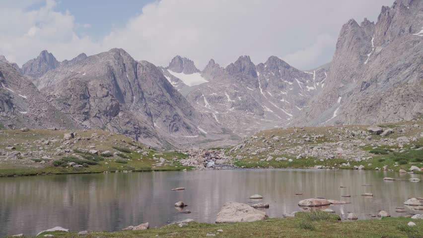 Landscape view of Titcomb Basin in Wind River Range Pinedale Wyoming