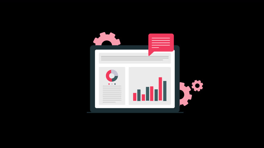 Animated Business Graph Report on Tablet. Business Data Concept Video - Transparent