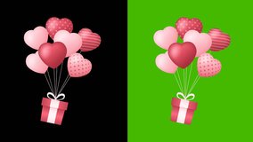 Heart Balloon and Gift Box animated.  Alpha channel, transparent background. 4K resolution - Powered by Shutterstock - Get 15% off with code: PIKWIZARD15