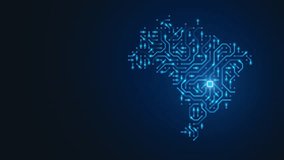 Brazil - country map, circuit board, digital tech background. Seamless loop. - Powered by Shutterstock - Get 15% off with code: PIKWIZARD15
