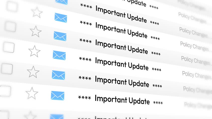 Important Update notification message 4k animation scrolling screen background
