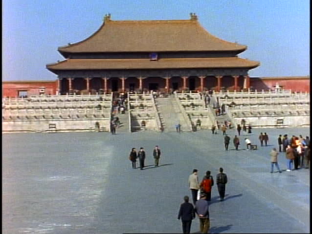 CHINA, 1999, Beijing, The Forbidden City, wide shot, with crowd