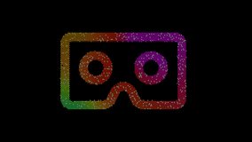 Icon vr cardboard is made up of LED square shapes that shimmer and flicker. There are black dead diodes. In-Out looped. Alpha BW at the end - Powered by Shutterstock - Get 15% off with code: PIKWIZARD15
