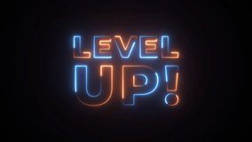 level up Neon Text advertisement promo animation video with dark background . High-quality 4K footage - Powered by Shutterstock - Get 15% off with code: PIKWIZARD15
