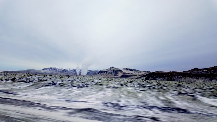 Motion drive past Geothermal power in Iceland 4k