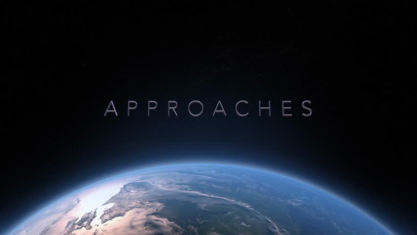 Approaches 3D title animation on the planet Earth background