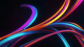 looped 3d animation. light pulses glide along curved neon lines. Abstract animated background of multicolored virtual ribbon with loop glowing in ultraviolet spectrum. Digital data transfer concept - Powered by Shutterstock - Get 15% off with code: PIKWIZARD15