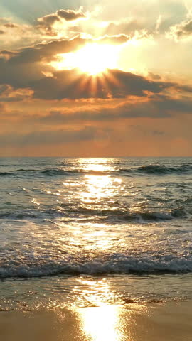 beautiful landscape with tropical sea sunset on the beach. Vertical video