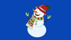 Jolly Snowman waving animation blue screen - Powered by Shutterstock - Get 15% off with code: PIKWIZARD15