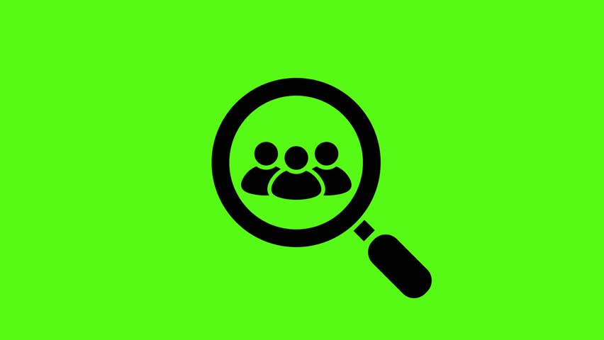 Magnifying glass search group icon on green