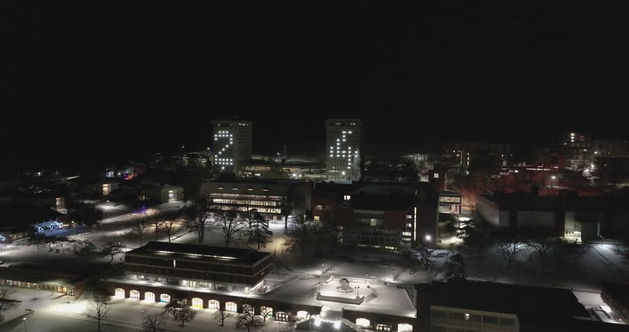 Ithaca, NY, USA - 12-21-2024: Aerial video of Ithaca College