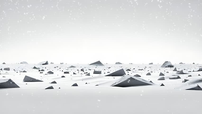 Background for text, videos and pictures, white with falling snow, 4k