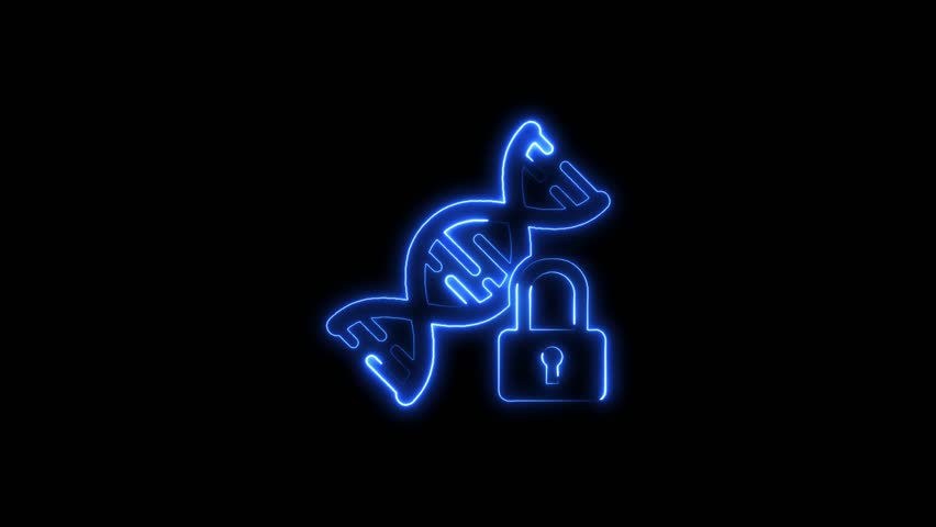 Glowing neon Dna code information security icon isolated .Lock Dna Icon Logo Design. - Powered by Shutterstock - Get 15% off with code: PIKWIZARD15