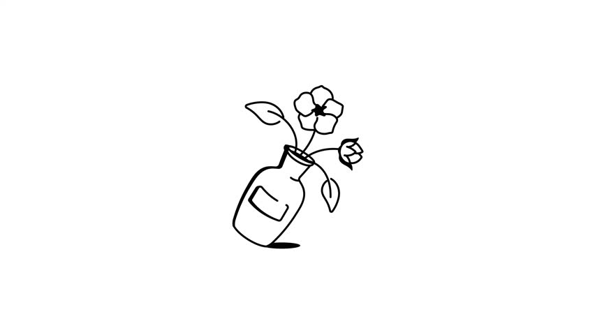 A sketchy style animated icon of flower vase 

