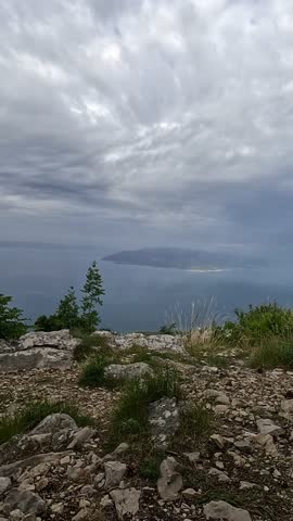 View from the top of the mountain to the city of Makarska, Croatia.