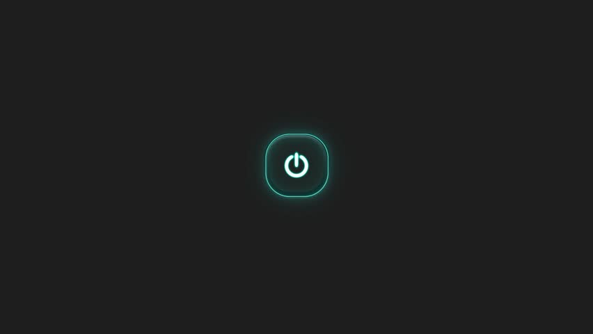 Animated Power on and off button on black background
