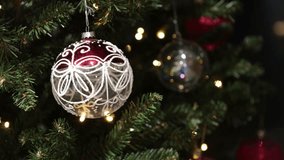 Background from a Christmas tree decorated in red and gold color close-up. - Powered by Shutterstock - Get 15% off with code: PIKWIZARD15