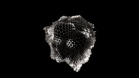 Technological sphere with precise column extrusions moving in wave pattern. Monochrome visualization represents data structure or particle simulation. 3D Illustration - Powered by Shutterstock - Get 15% off with code: PIKWIZARD15