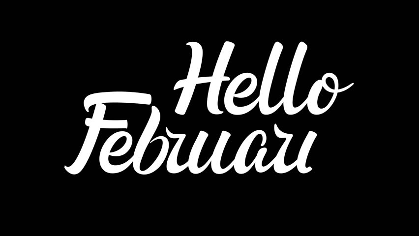 Hello february brush text animation on transparent background