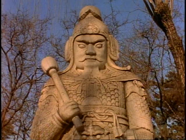 CHINA, 1999, Ming Tomb Statues, close-up warrior