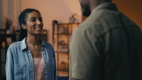 African American female embraces her husband, celebrating a happy relationship - Powered by Shutterstock - Get 15% off with code: PIKWIZARD15
